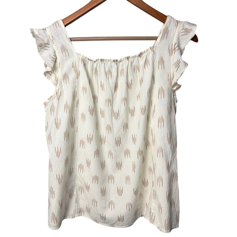 Madewell XS Smocked Ruffle-Strap Tank Top Ikat Pattern Size M Boho Indie Coastal - Picture 3 of 8